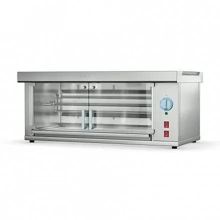 Гриль для кур  Командор-2/1 М 963х508х416 мм, 3 кВт, 220 В, +50...+250°С, шампурный, 1 вертел, на 5 кур