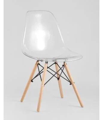 Стул EAMES CLEAR прозрачный, деревянный каркас