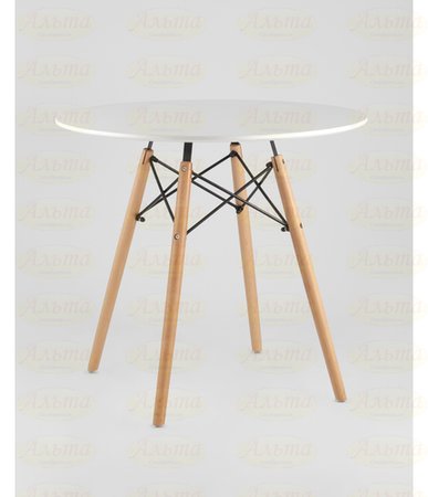 Стол круглый EAMES DST белый на дер. Ножках