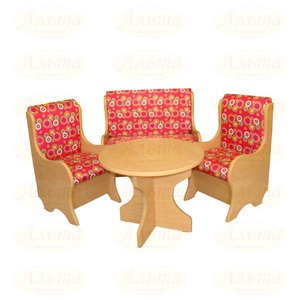 Уголок отдыха «Ягодка»: (2 кресла, диван, стол), ЛДСП, мягкий профиль, ткань