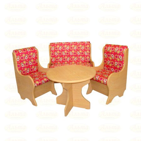 Уголок отдыха «Ягодка»: (2 кресла, диван, стол), ЛДСП, мягкий профиль, ткань