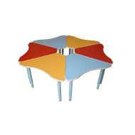 Стол 6-ти секционный «Ромашка Фигурная», металлические ноги, столешница ЛДСП, 1300*1300*400/580 ( Цветной фасад)