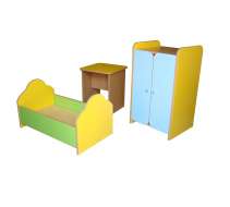 Набор кукольной мебели, 3 предмета (Цветное ЛДСП )