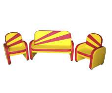 Комплект детской мягкой мебели «Радуга», кожзам. Размер дивана: 1000*460*650 мм, размер кресла: 470*460*650 мм.