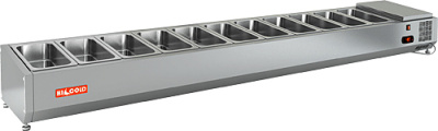 Витрина для ингредиентов VRTO 2280 1/3 витрина охл. настольная, открытая, 2280х385х248 мм, HICOLD RUS