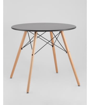 Стол круглый EAMES DSW D=80, черный на дер. ножках