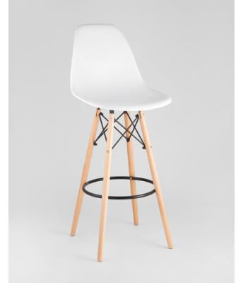 Стул EAMES барный белый. Сидение. + Стул EAMES барный. Каркас деревянный.
