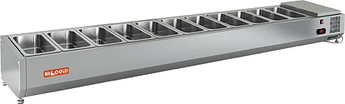 Витрина для ингредиентов VRTO 2280 1/3 витрина охл. настольная, открытая, 2280х385х248 мм, HICOLD RUS