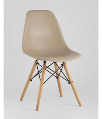Стул EAMES, бежево-серый, деревянные ножки