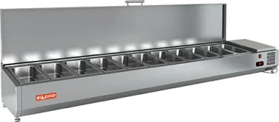 Витрина для ингредиентов VRTU 2280 1/3 витрина охл.настольная, с крышкой, 2280х385х279 мм, HICOLD RUS