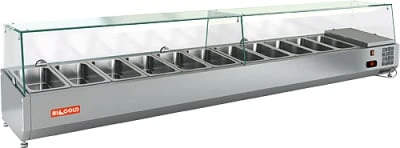 Витрина для ингредиентов VRTG 2280 1/3 витрина охл.настольная к PZ3, со стеклом, 2280х385х459 мм, HICOLD RUS