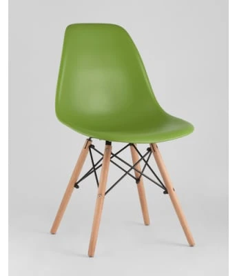 Стул EAMES, зеленый, деревянные ножки