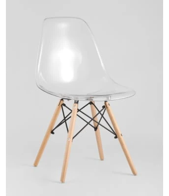 Стул EAMES CLEAR прозрачный, деревянный каркас