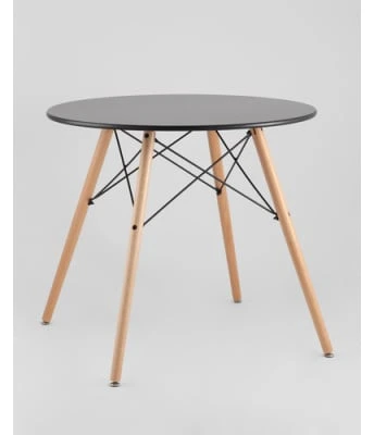 Стол круглый EAMES DSW D=80, черный на дер. ножках